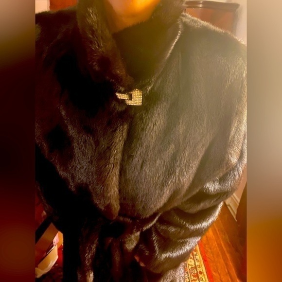 Fur coat black Dimond 100% genuine fur Mink high quality coat size -42 US M-L - Picture 3 of 16